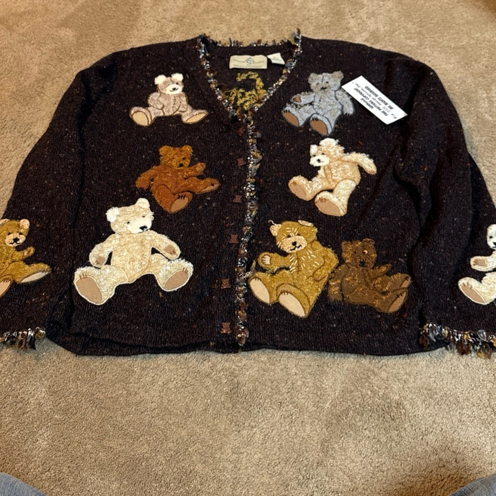 Philip & Jane Gordon Teddy Bear Cardigan Size XL